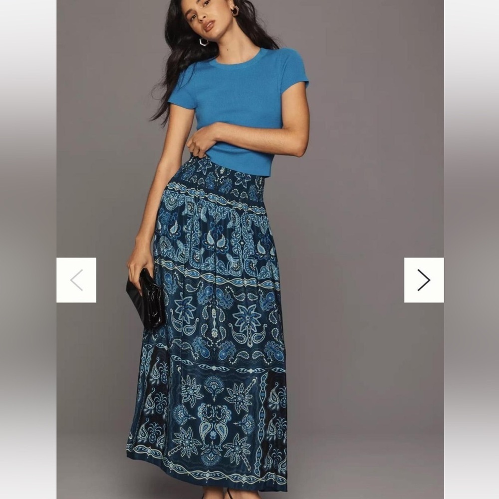 Farm Rio Blue‎ Patterned Maxi Skirt